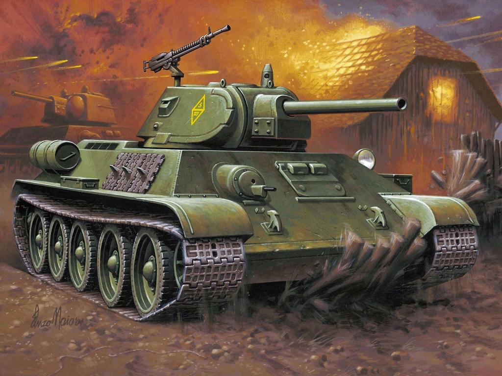 WW2。,艺术,,平均,身材,T-34-76,坦克,战斗,三十四