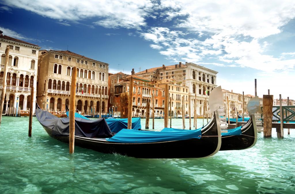 贡多拉,威尼斯,意大利,天空,大运河,建筑,海,水,威尼斯,大运河,绿色,...