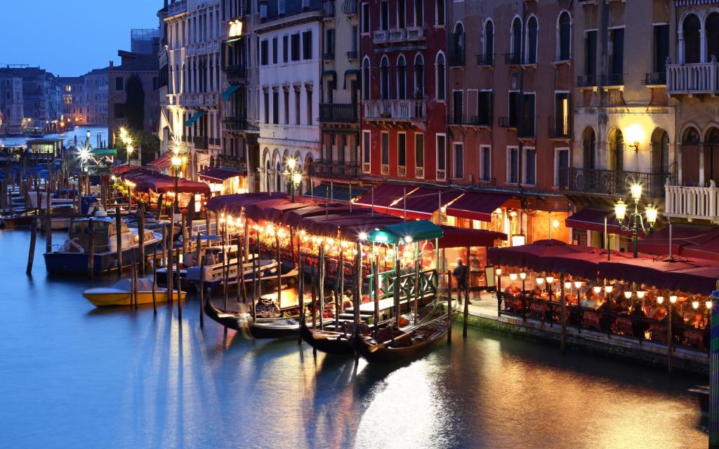 威尼斯,意大利,家,咖啡馆,人,船,通道,晚上,建筑,威尼斯,灯,意大利