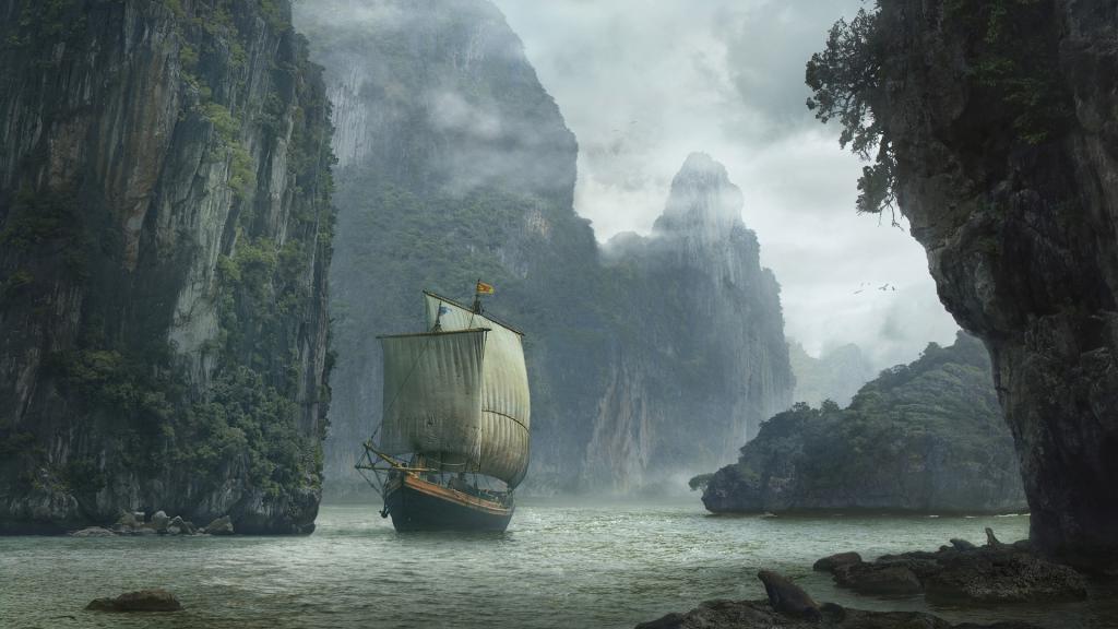 水,船,景观与船舶,岩石