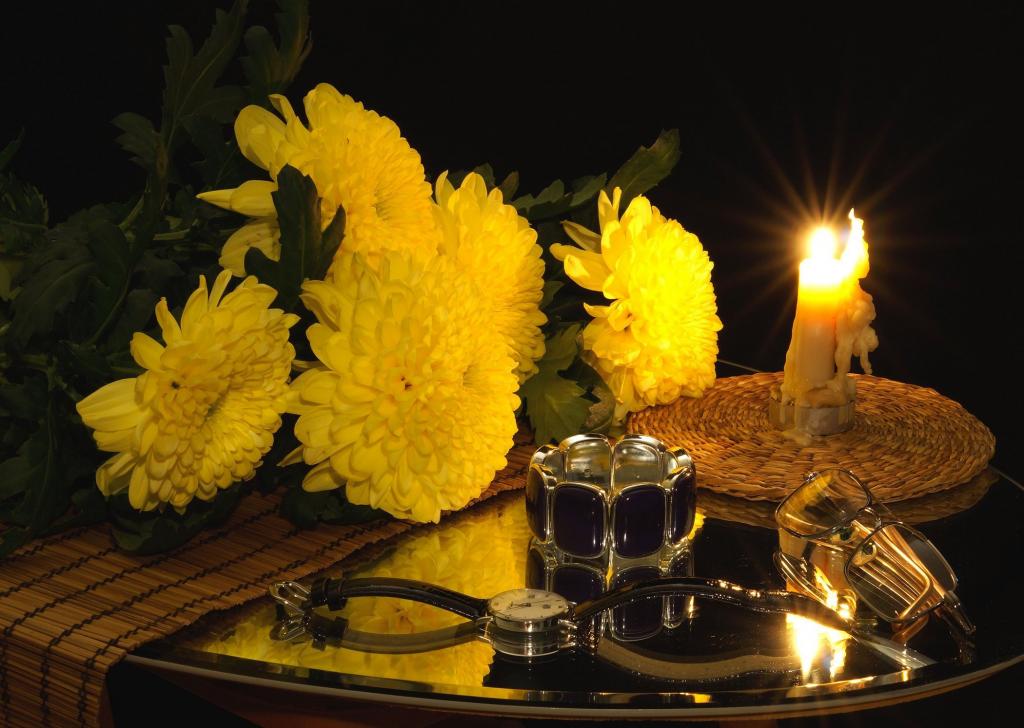 鲜花,眼镜,蜡烛,手表