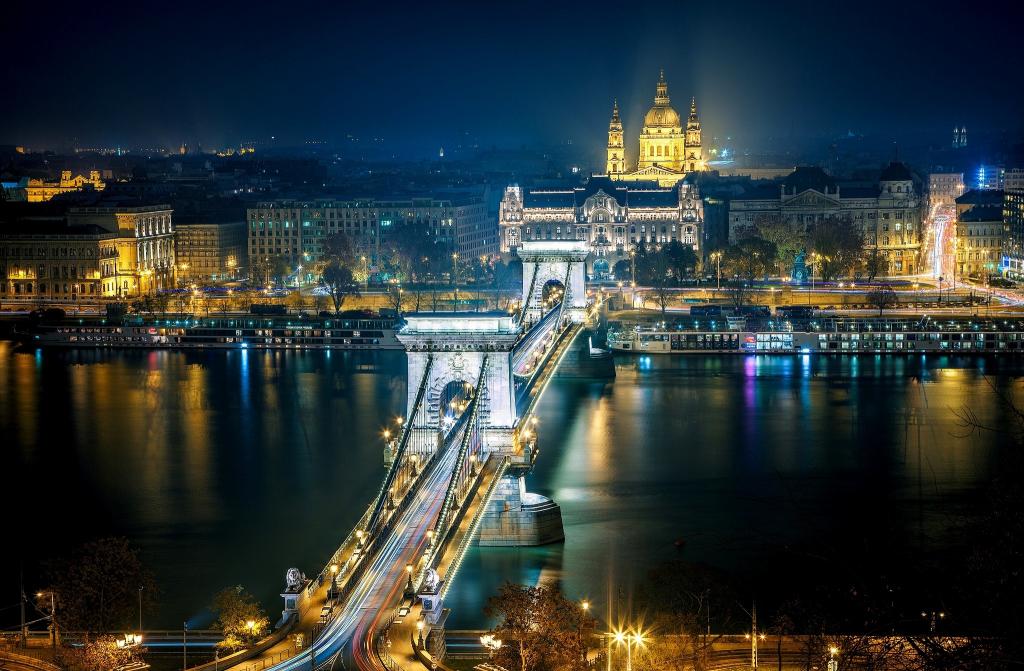 照明,道路,建筑,城市,匈牙利,晚上,建设,河,家,摘录,多瑙河,布达佩斯,塞切尼...