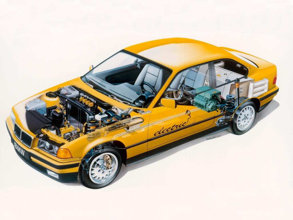 黄色,轿跑车,背景,电动Antrieb,轿跑车,沙龙,宝马M3,1995年,发动机