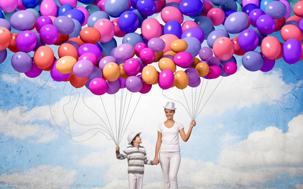 球,气球,家庭,快乐,人,人,丰富多彩,欢乐,幸福,天空,气球