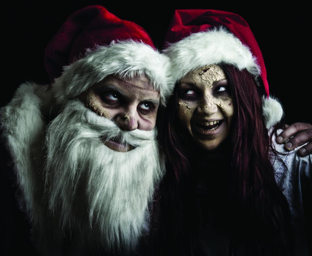 圣诞老人,少女,邪恶的圣诞老人,欢乐,帽子,僵尸