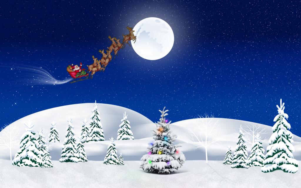 雪橇,礼物,假期,雪,冬天,团队,树,新的一年,圣诞老人,鹿