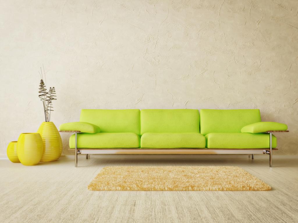 风格,沙发,房间,花瓶,极简主义,室内,绿色,光,地板,黄色,垫,设计