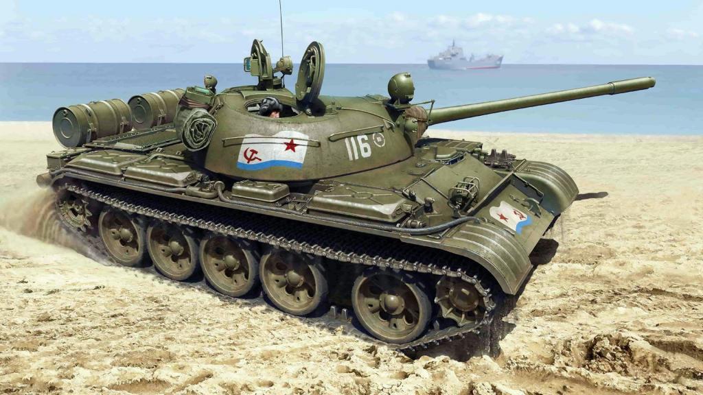 苏维埃海军,中型坦克,T-55,岸上,的军事海事舰队