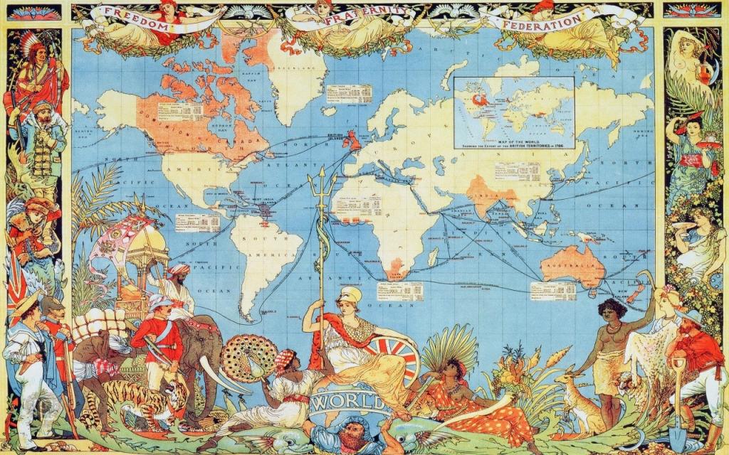 壁纸世界地图,1886年,稀有