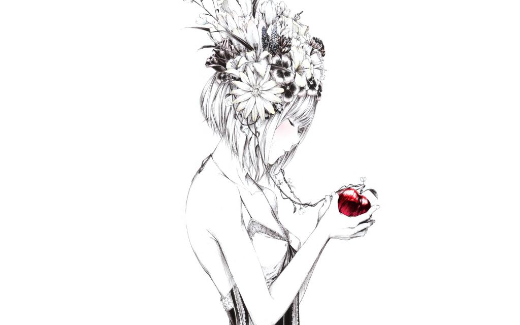 Sawasawa,鲜花,苹果,图,艺术,女孩