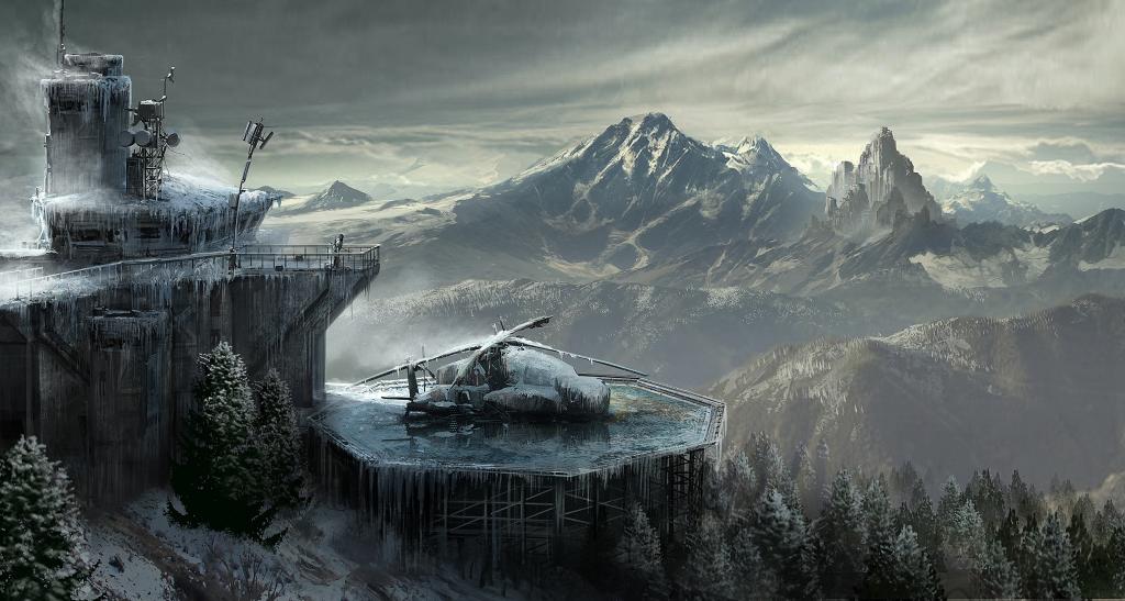 壁纸Lara Croft,天空,山,艺术,云,森林,崛起的古墓丽影,技术,劳拉...