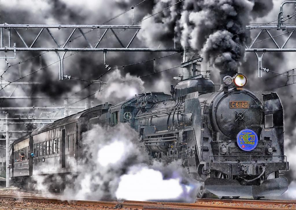 灰色蒸汽火车照片高清壁纸