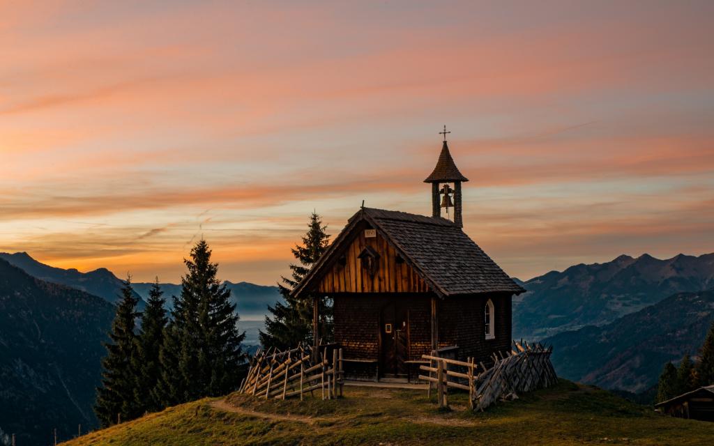 教堂,山,奥地利,阿尔卑斯山,教堂