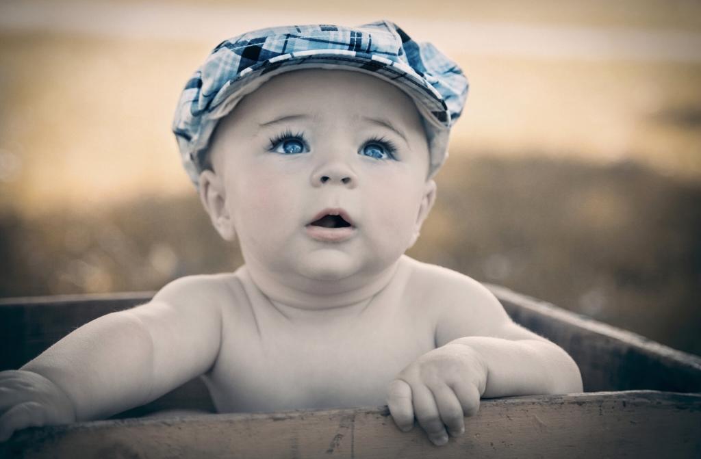 蓝色的眼睛,男孩,婴儿,帽子