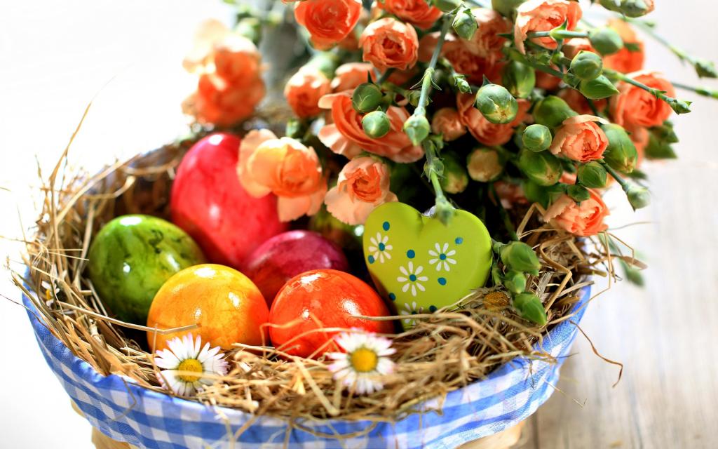鲜花,鲜花,假日,春天,多彩,玫瑰,复活节,复活节,鸡蛋,春天