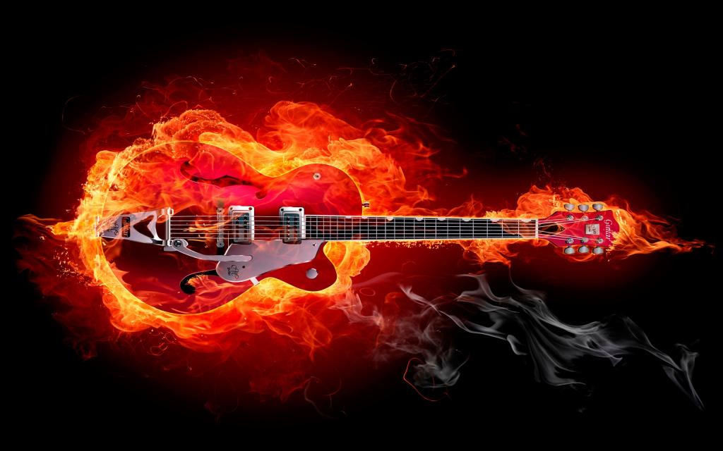 吉他,红色,火