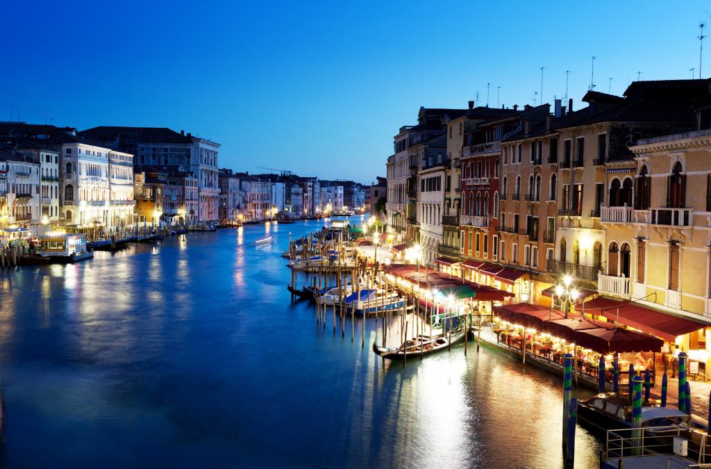 吊船,威尼斯,灯光,建筑,船,晚上,建筑,灯,意大利,大运河,意大利,家,...  - 