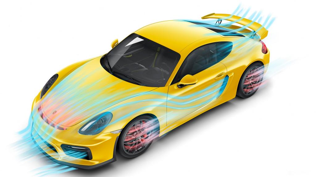 保时捷Cayman GT4黄色气动测试
