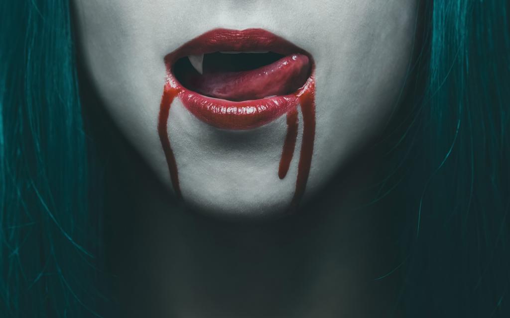 女人,血,舌头,嘴唇,吸血鬼
