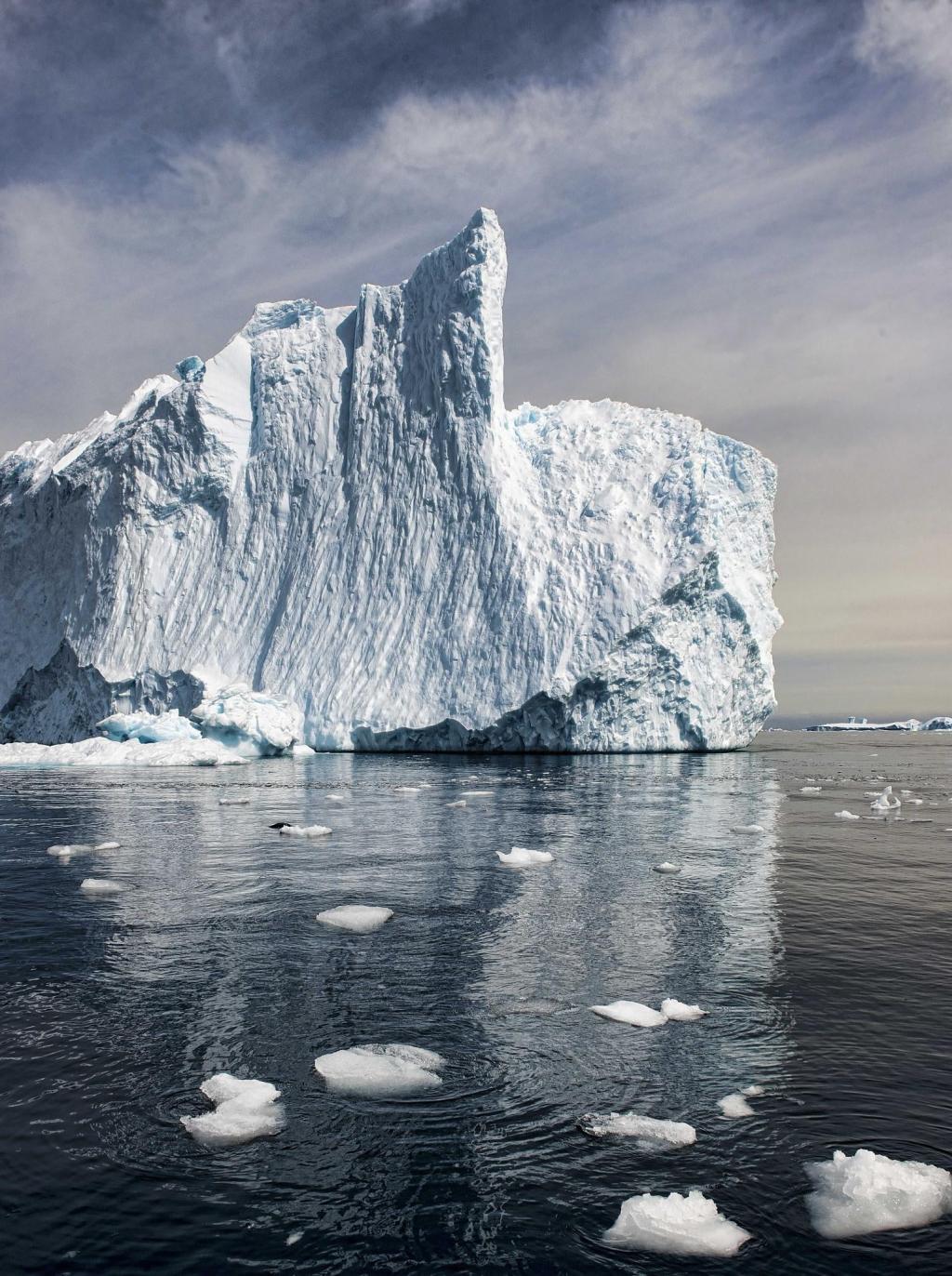 白天和白天,南极洲高清壁纸下的水的身体上的冰山