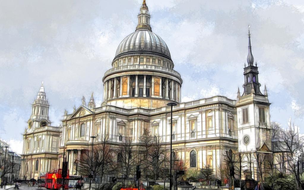 这座城市,伦敦,英国圣保罗大教堂,油漆,人物