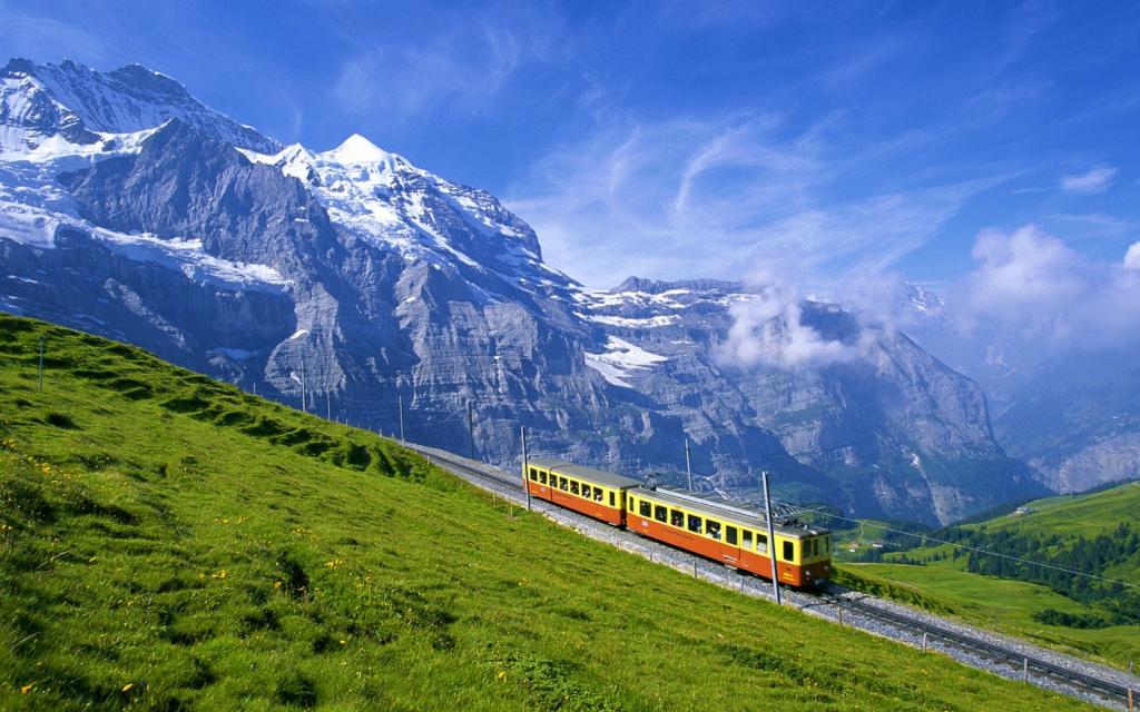 阿尔卑斯山,车,山,铁路