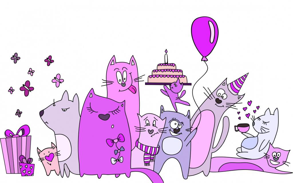 蛋糕,礼物,猫,心,咖啡,围巾,蝴蝶,气球