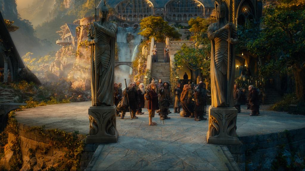 意想不到的旅程,Bilbo,Rivendell,Rivendell,雕像,矮人,舞台,霍比特人,The ...