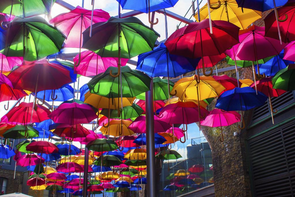 街,油漆,雨伞,家,雨伞,城市
