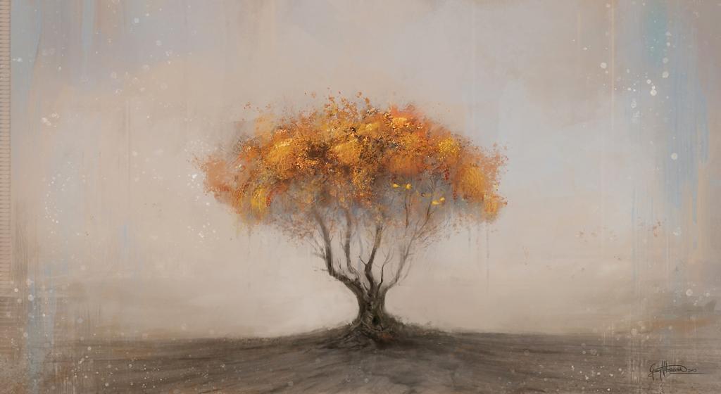 树,格奥尔格·希尔马尔森,背景,艺术,皇冠,黄色