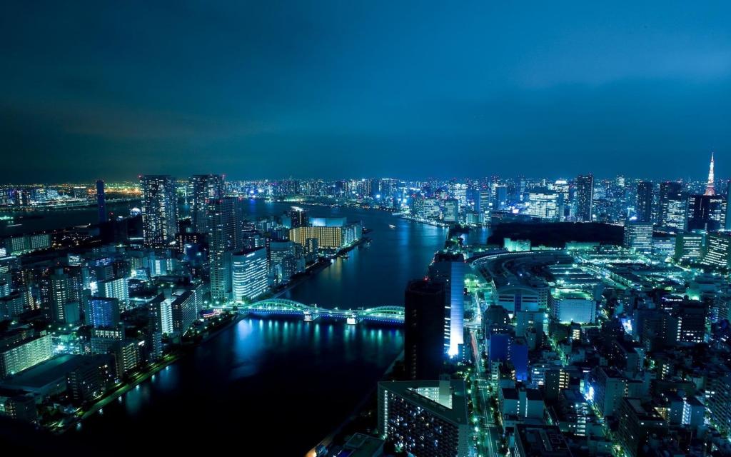 夜间城市建筑光,东京高清壁纸