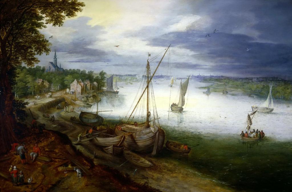 图片,船,扬布鲁盖尔年轻,河,景观,在斯海尔德河附近安特卫普观