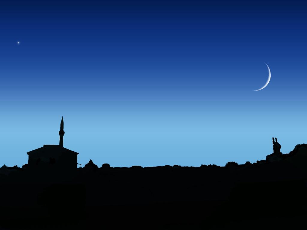 月亮,星星,夜晚,天空,清真寺