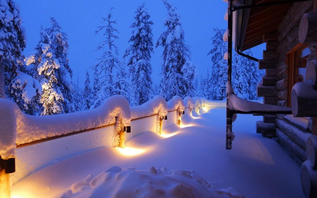 房子,冬天,雪,性质,树,景观