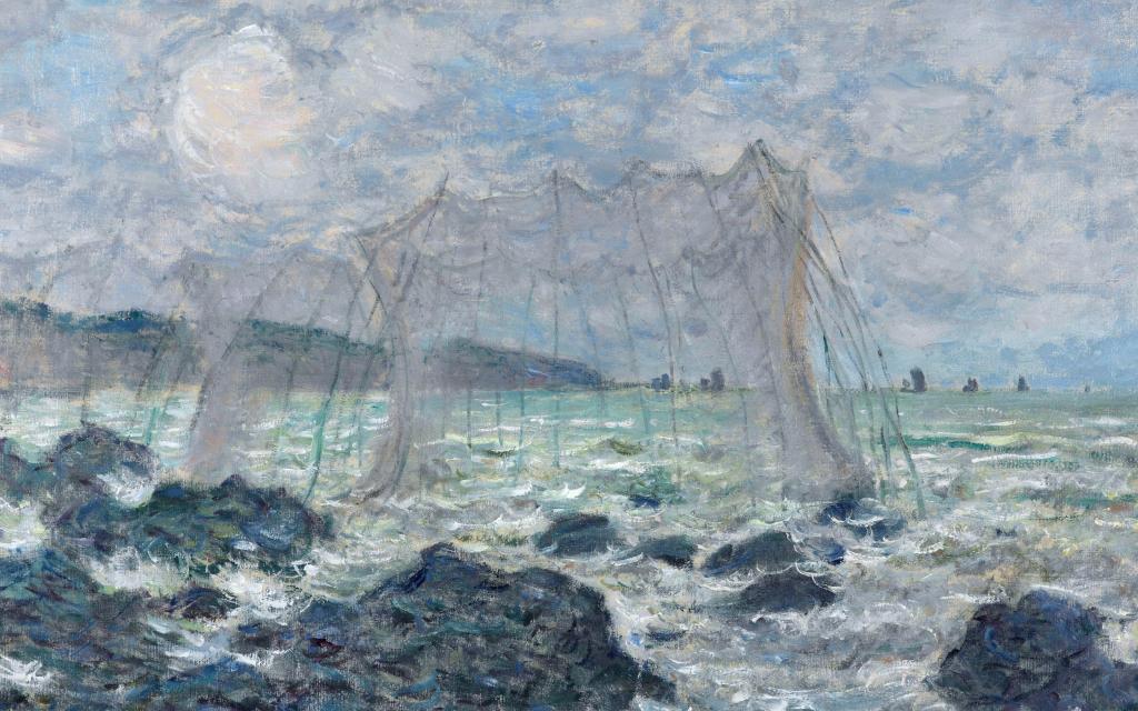 克劳德·莫奈,图片,海景,普维尔的渔网