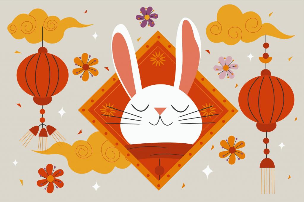兔年春节可爱风插画素材