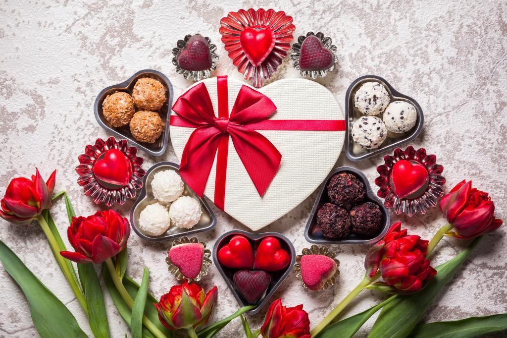情人节那天,爱,甜,浪漫,礼物,巧克力,心,糖果