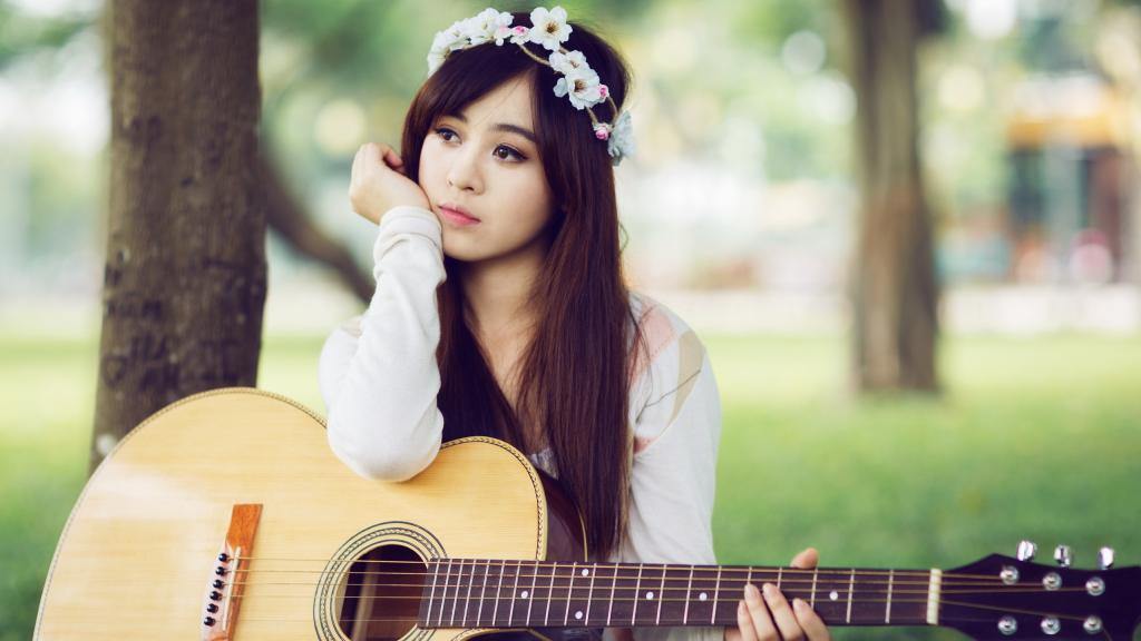 吉他,女孩,音乐
