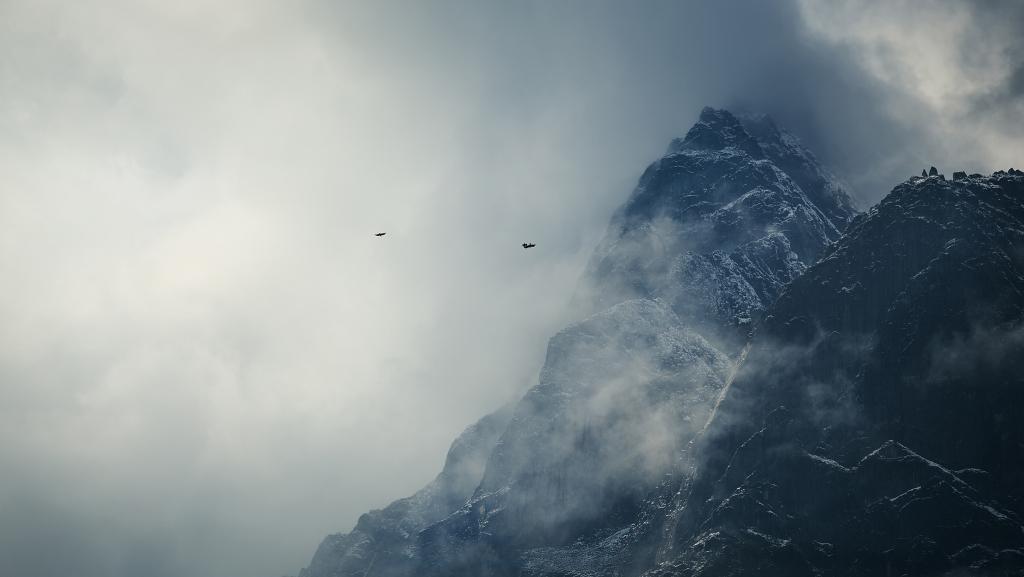 喜马拉雅山,鸟类,尼泊尔,雪,山,云