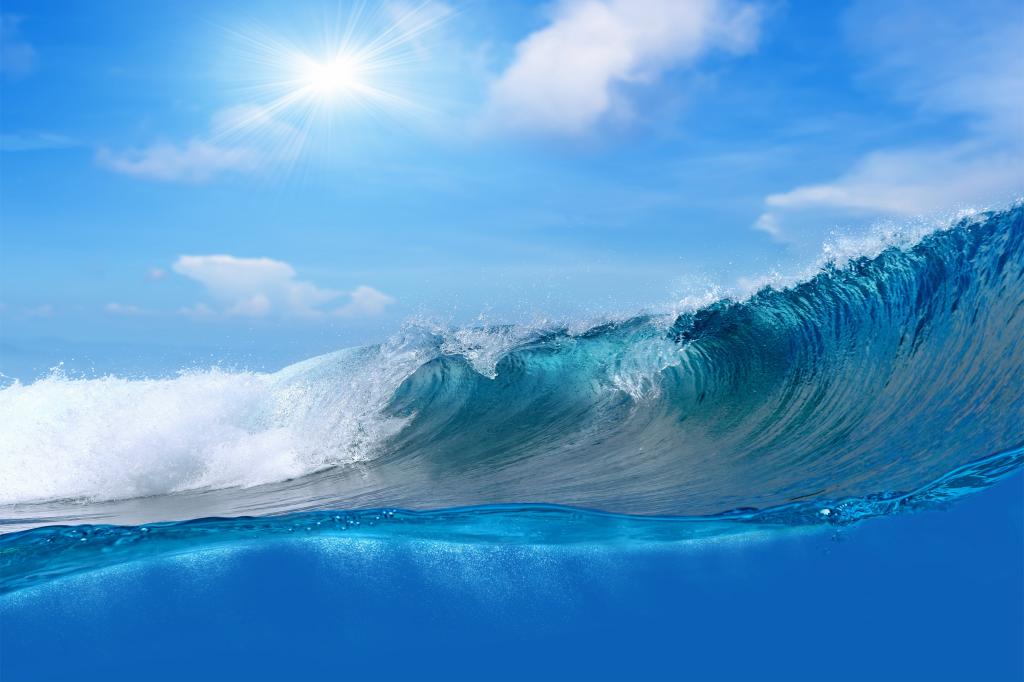 波,波,蓝色,海,海,飞溅,水,海洋,海洋,天空