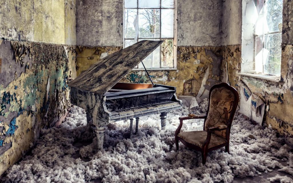 房间,钢琴,窗户