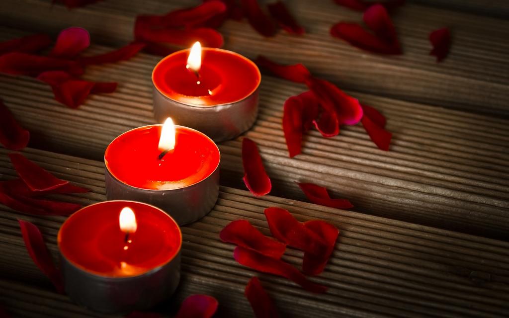 浪漫,花瓣,蜡烛
