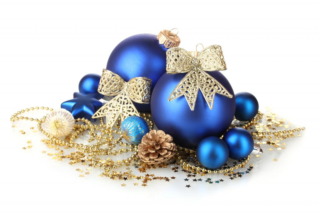 蓝色,新年,弓,装饰,圣诞节,玩具,雪花,白色背景,圣诞节,新年,球,圣诞节,...
