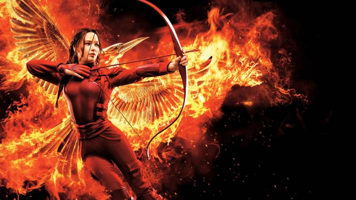 Katniss Everdeen,饥饿游戏Mockingjay第2部分,詹妮弗·劳伦斯,红色,女孩在火