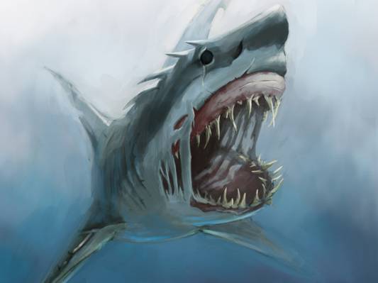 鲨鱼,f牙,艺术,饥饿,嘴巴,水下,怪物