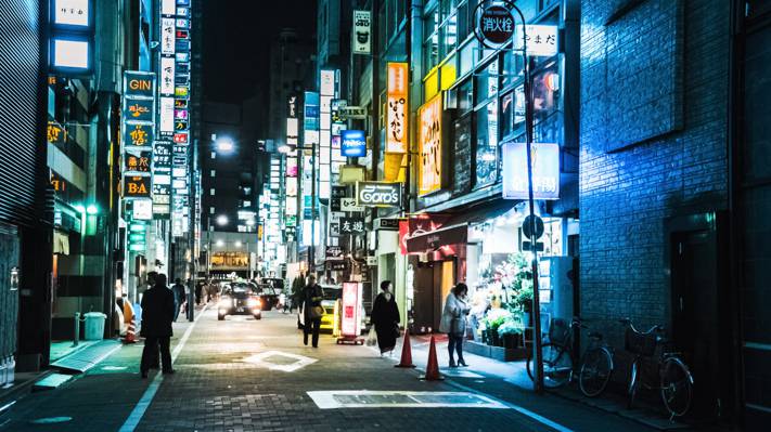 商店,人,城市景观,霓虹灯,城市场景,日常生活,日本,街道,东京
