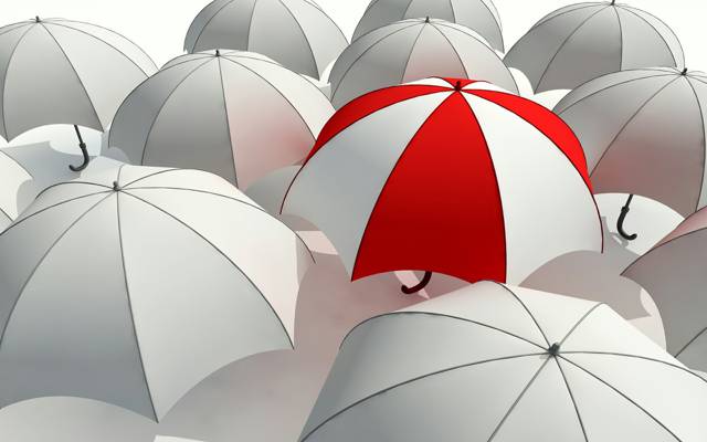 红色,雨伞,灰色,差别,从人群中脱颖而出,白色,雨伞,雨伞,平庸