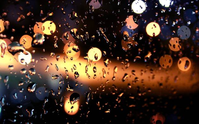 灯,景,玻璃,晚上,雨,滴