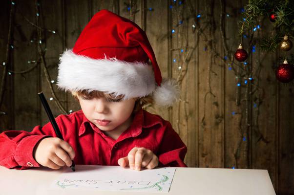 信,孩子,假期,圣诞装饰品