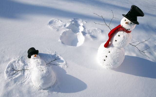 围巾,帽子,雪,雪人,冬天